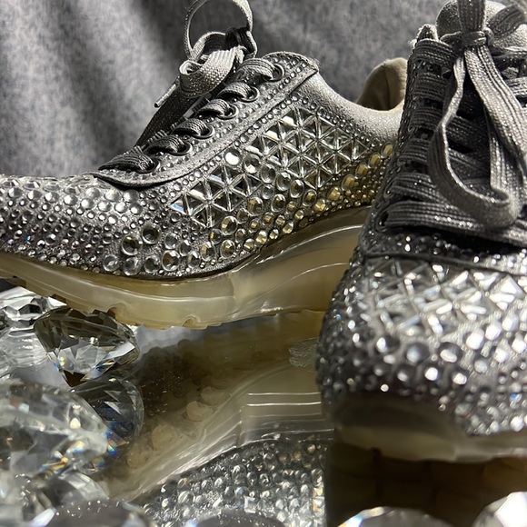 STEVEN MADDEN RHINESTONE WEDGE SNEAKERS - Picture 3 of 6